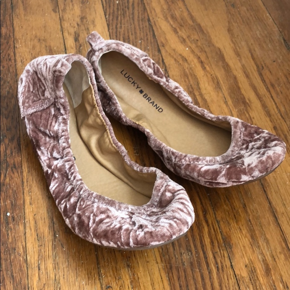 crushed velvet pink ballet flats